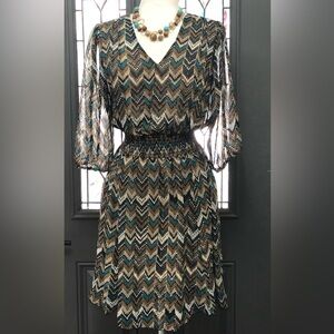 Kate & Lily Chevron Print Mini Chiffon Dress